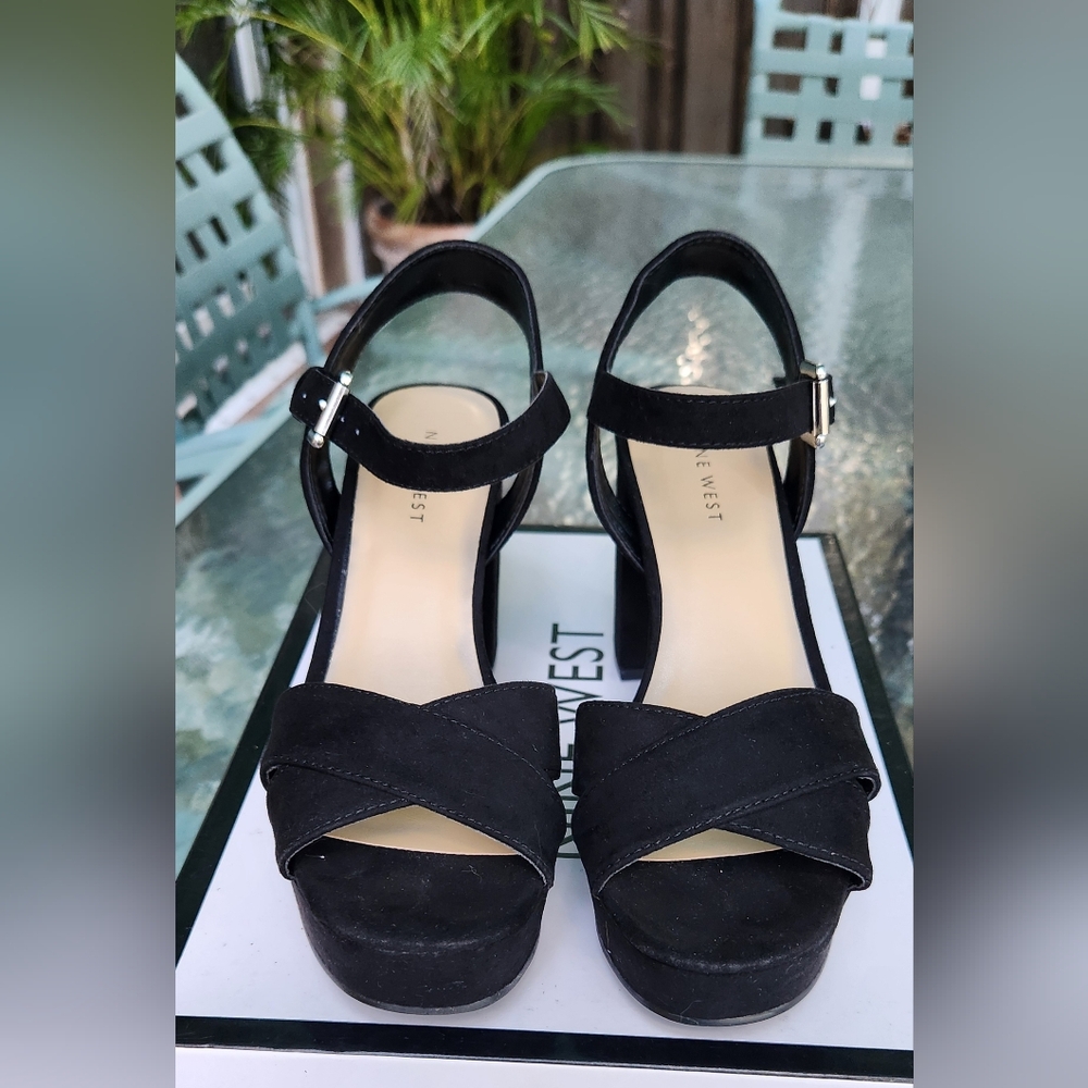 Nine West Black Strappy Heels